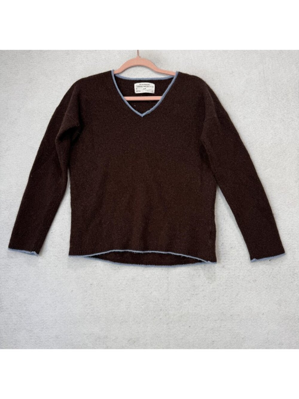 REI Cooperative Sweater Womens Small Brown V Neck 100% Lambswool Knit Pullover